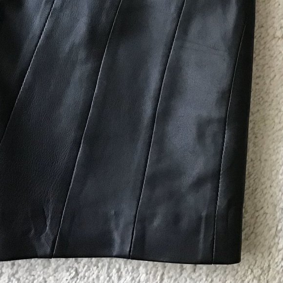 Genuine Lamb Leather Mini Skirt by VILA, Size S-XS, Diagonal Stitch - Picture 2 of 9